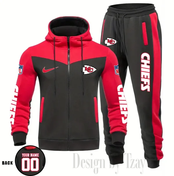 Kansas City Chiefs NFL Men's Tracksuit Hooded Zipper Fashion Casual Sports SPTMTHZFCS112 - Image 4