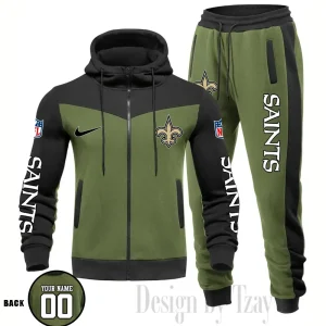 New Orleans Saints NFL Men's Tracksuit Hooded Zipper Fashion Casual Sports SPTMTHZFCS119