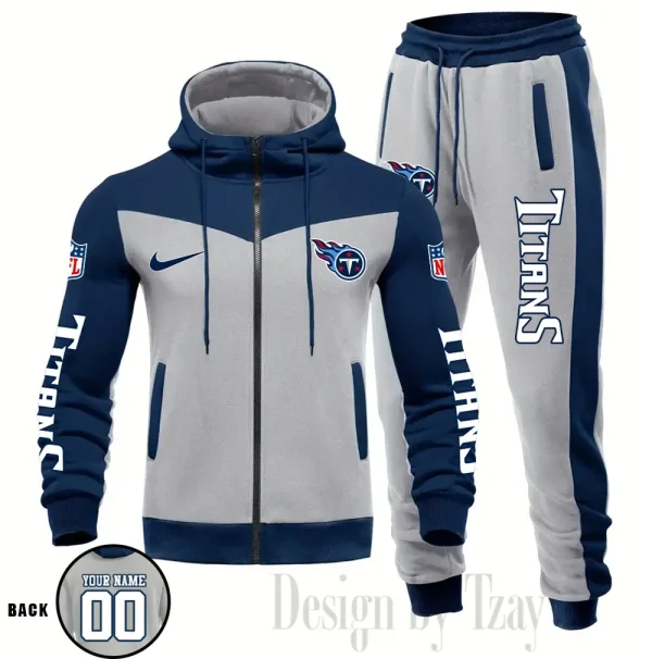 Tennessee Titans NFL Men's Tracksuit Hooded Zipper Fashion Casual Sports SPTMTHZFCS127 - Image 3