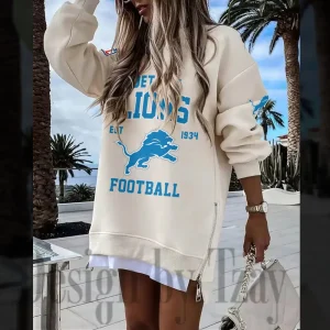 Detroit Lions Long Sweatshirt Zipper Side Slit SPTLSZSS011