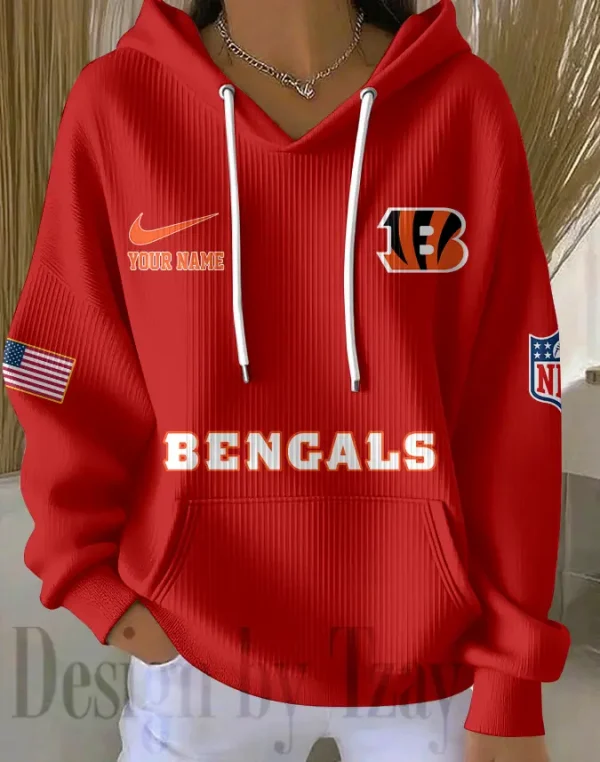 Cincinnati Bengals Women Ribbed Hoodie SPTWRBHD007 - Image 2
