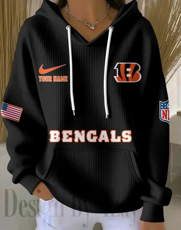 Cincinnati Bengals Women Ribbed Hoodie SPTWRBHD007 - Image 4