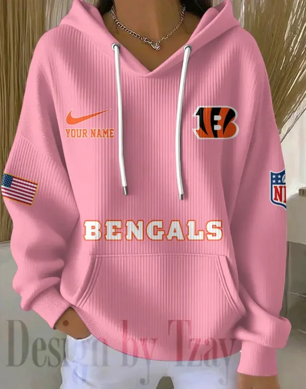 Cincinnati Bengals Women Ribbed Hoodie SPTWRBHD007 - Image 6