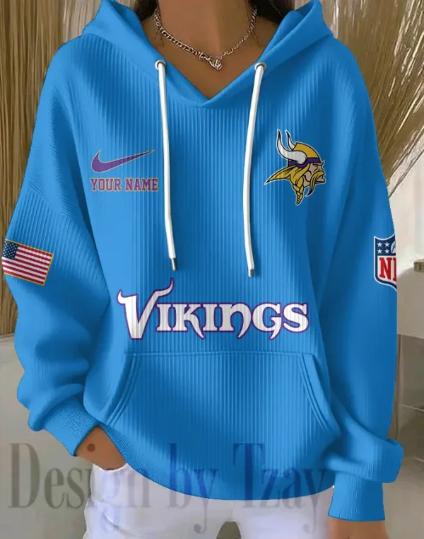 Minnesota Vikings Women Ribbed Hoodie SPTWRBHD021 - Image 5
