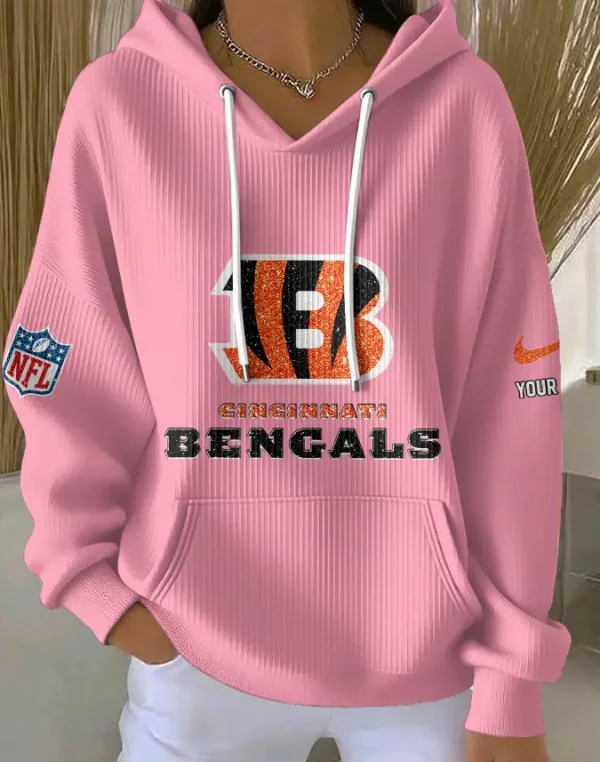 Cincinnati Bengals Women Ribbed Hoodie SPTWRBHD039 - Image 2
