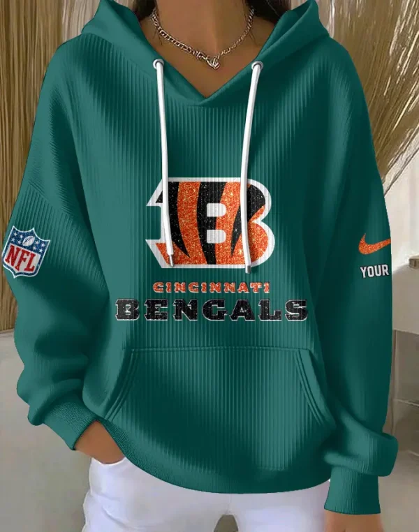 Cincinnati Bengals Women Ribbed Hoodie SPTWRBHD039 - Image 3