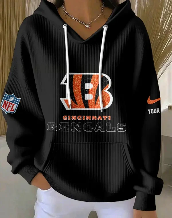 Cincinnati Bengals Women Ribbed Hoodie SPTWRBHD039 - Image 5