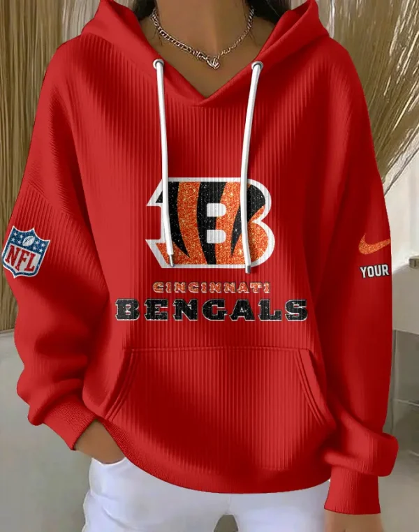 Cincinnati Bengals Women Ribbed Hoodie SPTWRBHD039 - Image 7