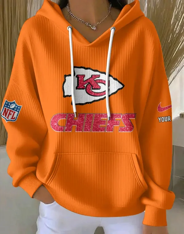 Kansas City Chiefs Women Ribbed Hoodie SPTWRBHD048 - Image 2