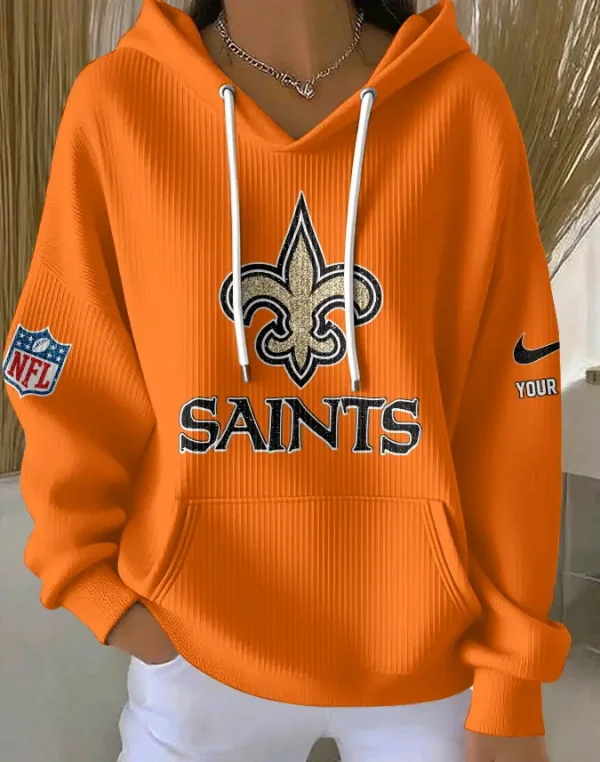 New Orleans Saints Women Ribbed Hoodie SPTWRBHD055 - Image 3