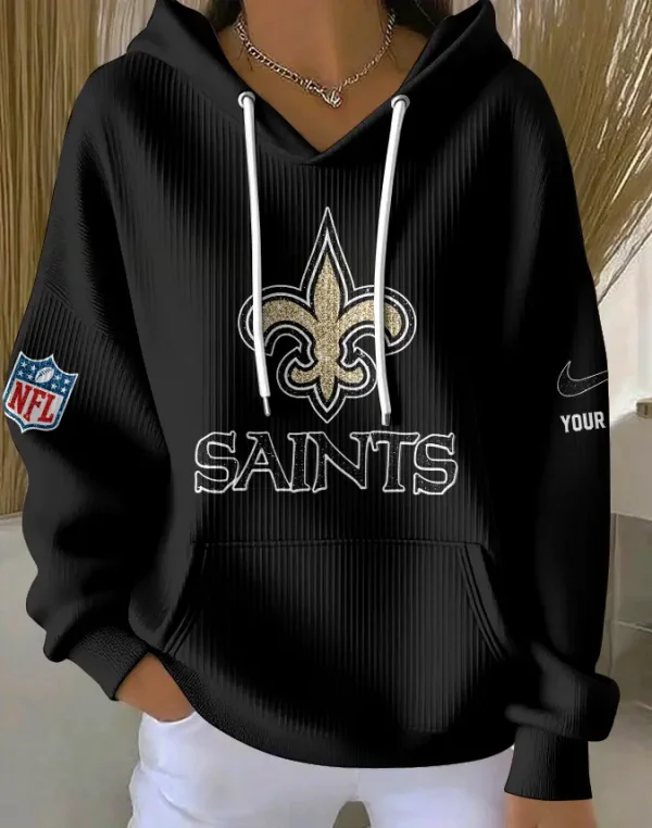 New Orleans Saints Women Ribbed Hoodie SPTWRBHD055 - Image 4