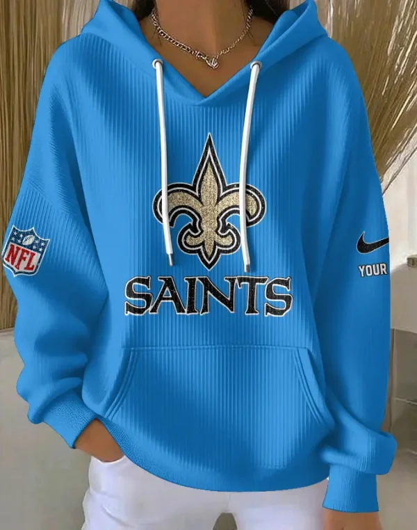 New Orleans Saints Women Ribbed Hoodie SPTWRBHD055 - Image 6