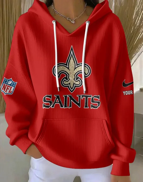 New Orleans Saints Women Ribbed Hoodie SPTWRBHD055 - Image 7