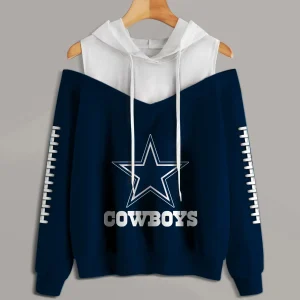 Dallas Cowboys 2 In 1 Color Block Cold Shoulder Hoodie New Trends098 ANTCSH009