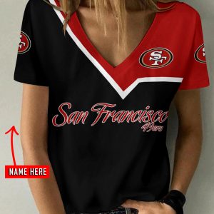 San Francisco 49ers Summer Women V Neck T-Shirt Custom Design AGCWTS712