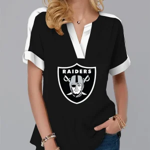 Las Vegas Raiders Fashion Short Sleeve V-Neck Shirt AZSSV012