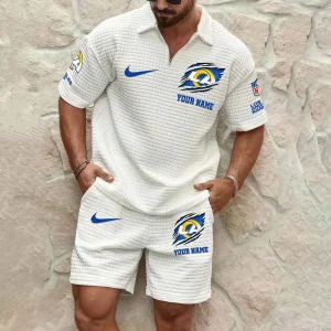 Los Angeles Rams Men’s Waffle Pattern Half Zipper Shirt And Short SPTMWHZSS019