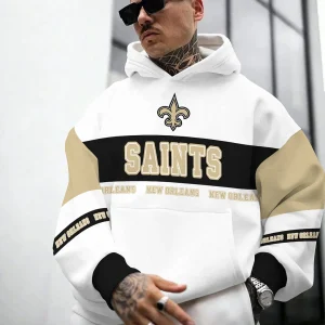 New Orleans Saints Printed Hooded Pocket Pullover Hoodie AZCHD457