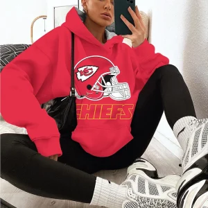 Kansas City Chiefs Printed Hooded Pocket Pullover Hoodie AZCHD336