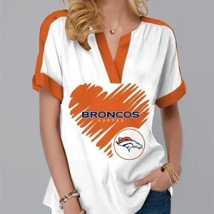Denver Broncos Fashion Short Sleeve V-Neck Shirt AZSSV028