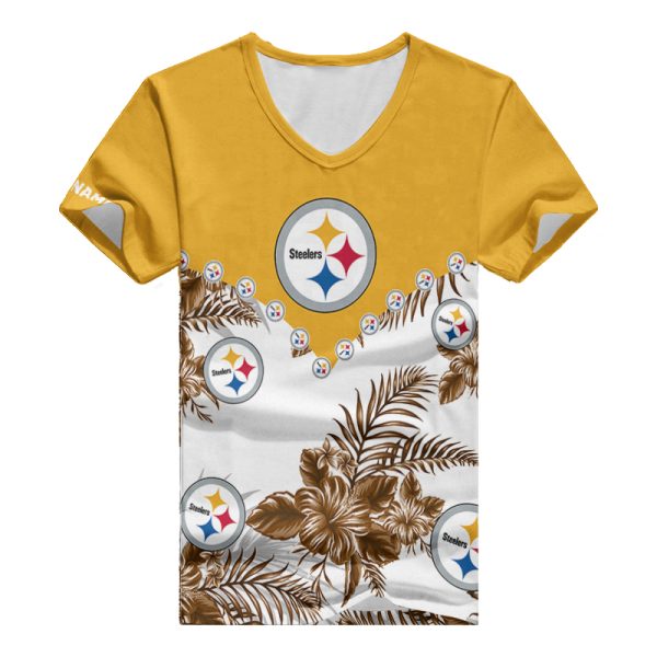 Pittsburgh Steelers Personalized V-neck Women T-shirt BG608 - Image 2