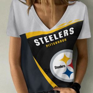 Pittsburgh Steelers Personalized V-neck Women T-shirt BG640