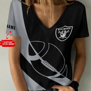 Las Vegas Raiders Personalized V-neck Women T-shirt BG650