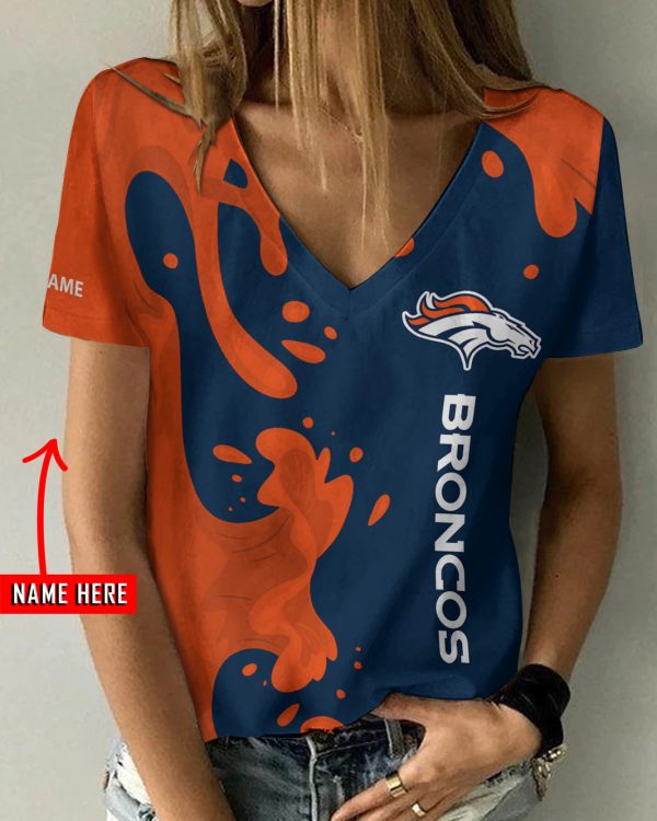 Denver Broncos Personalized V-neck Women T-shirt BG654