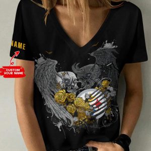 Pittsburgh Steelers Personalized V-neck Women T-shirt BG659