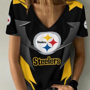 Pittsburgh Steelers V-neck Women T-shirt BG709