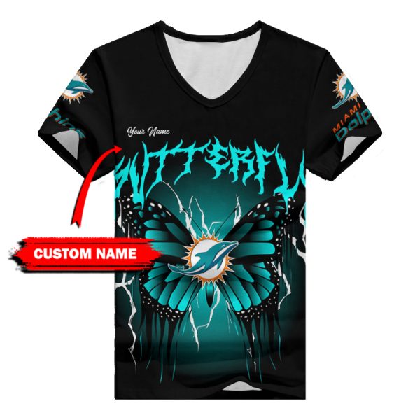 Miami Dolphins Personalized V-neck Women T-shirt BG759 - Image 2