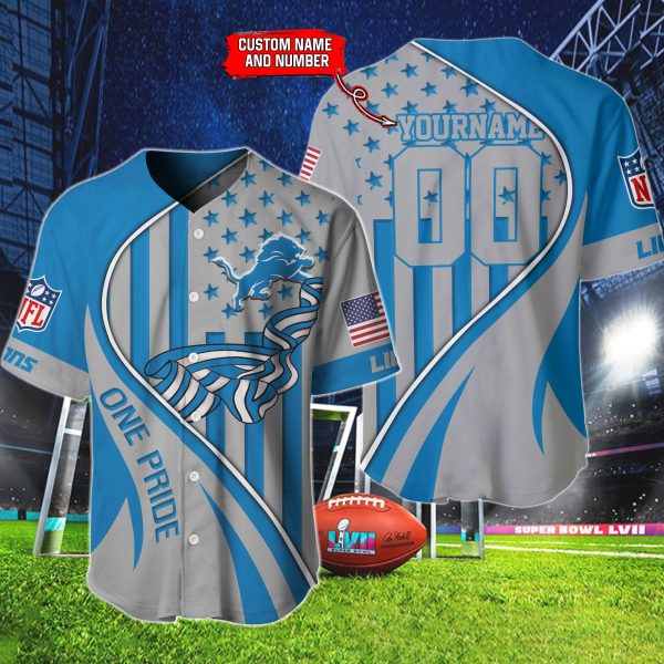 Detroit Lions Personalized Baseball Jersey BG869