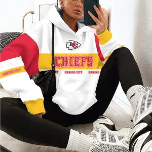 Kansas City Chiefs Printed Hooded Pocket Pullover Hoodie AZCHD338