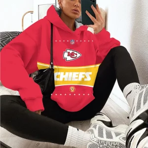 Kansas City Chiefs Printed Hooded Pocket Pullover Hoodie AZCHD337