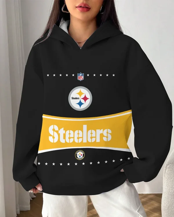 Pittsburgh Steelers Printed Hooded Pocket Pullover Hoodie AZCHD341 - Image 2