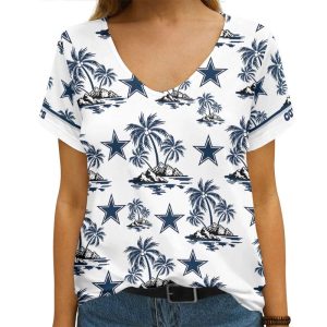 Dallas Cowboys Summer Collection V-neck Women T-shirt | Shorts BG692