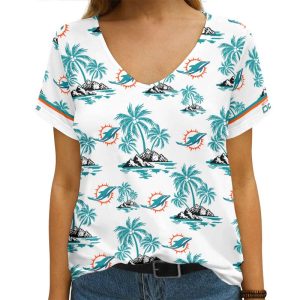 Miami Dolphins Summer Collection V-neck Women T-shirt | Shorts BG694