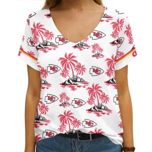 Kansas City Chiefs Summer Collection V-neck Women T-shirt | Shorts BG696