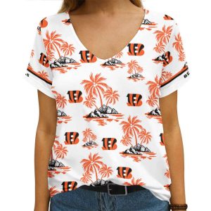 Cincinnati Bengals Summer Collection V-neck Women T-shirt | Shorts BG699