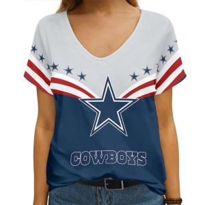 Dallas Cowboys V-neck Women T-shirt AGCWTS382
