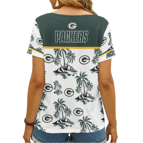 Green Bay Packers Summer Collection V-neck Women T-shirt | Shorts BG703 - Image 2
