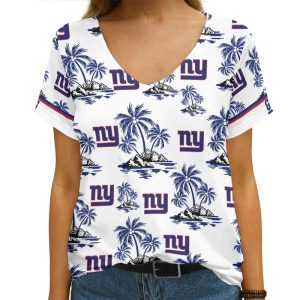 New York Giants Summer Collection V-neck Women T-shirt | Shorts BG704