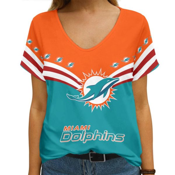 Miami Dolphins V-neck Women T-shirt AGCWTS384