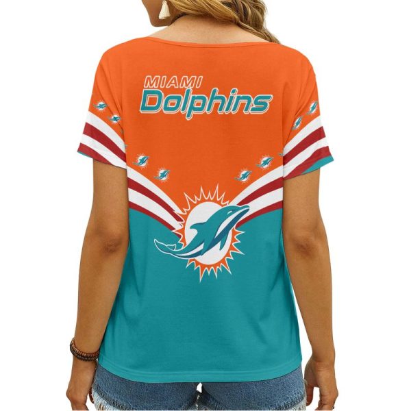 Miami Dolphins V-neck Women T-shirt AGCWTS384 - Image 2
