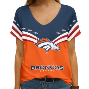 Denver Broncos V-neck Women T-shirt AGCWTS385