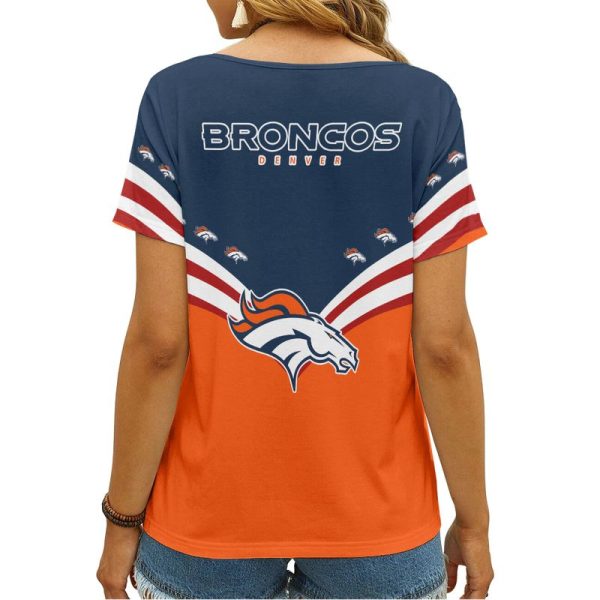 Denver Broncos V-neck Women T-shirt AGCWTS385 - Image 2