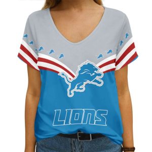 Detroit Lions V-neck Women T-shirt AGCWTS392