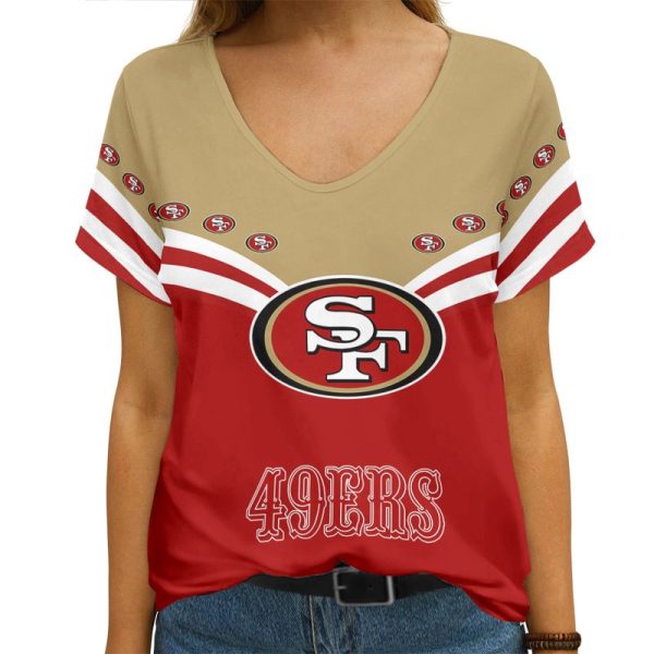 San Francisco 49ers V-neck Women T-shirt AGCWTS393