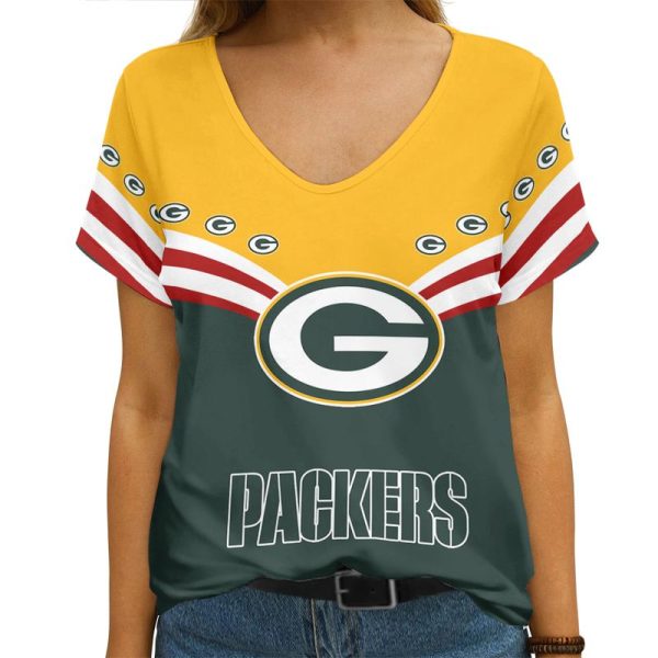 Green Bay Packers V-neck Women T-shirt AGCWTS394