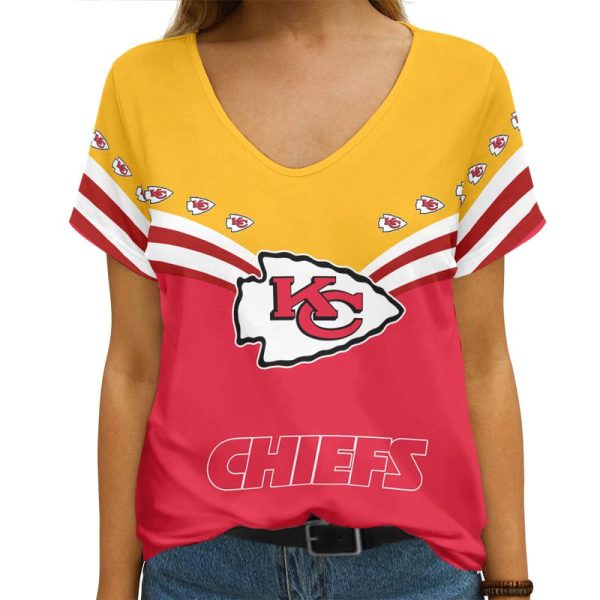 Kansas City Chiefs V-neck Women T-shirt AGCWTS401